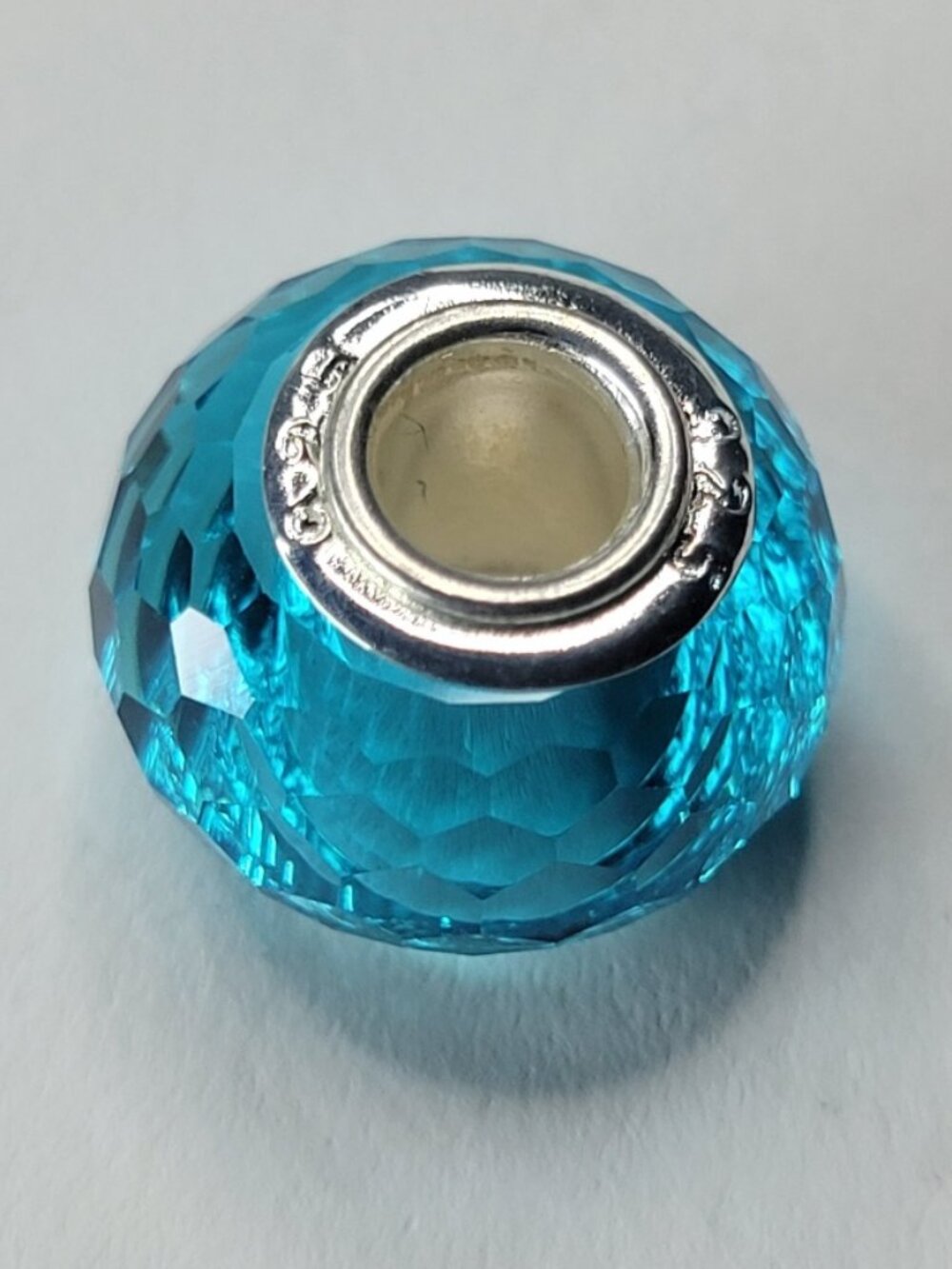 NWT For Pandora Charm Bracelets S925 European Bead Aqua Blue Glass MultiFaceted - Picture 2 of 9